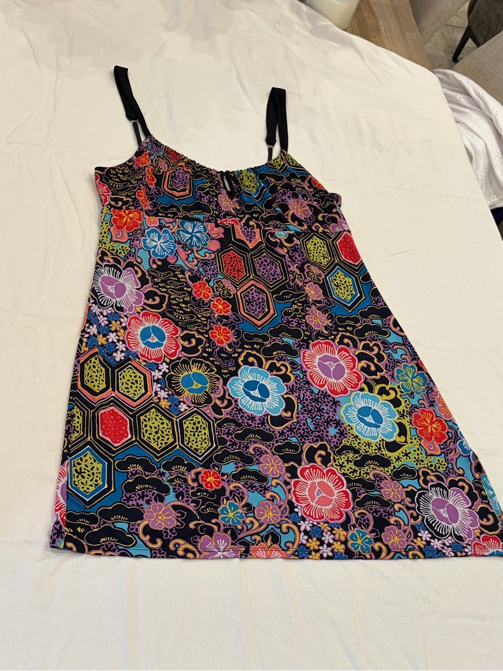 Josie by Natori Colorful Floral Geometric Print Slip Dress